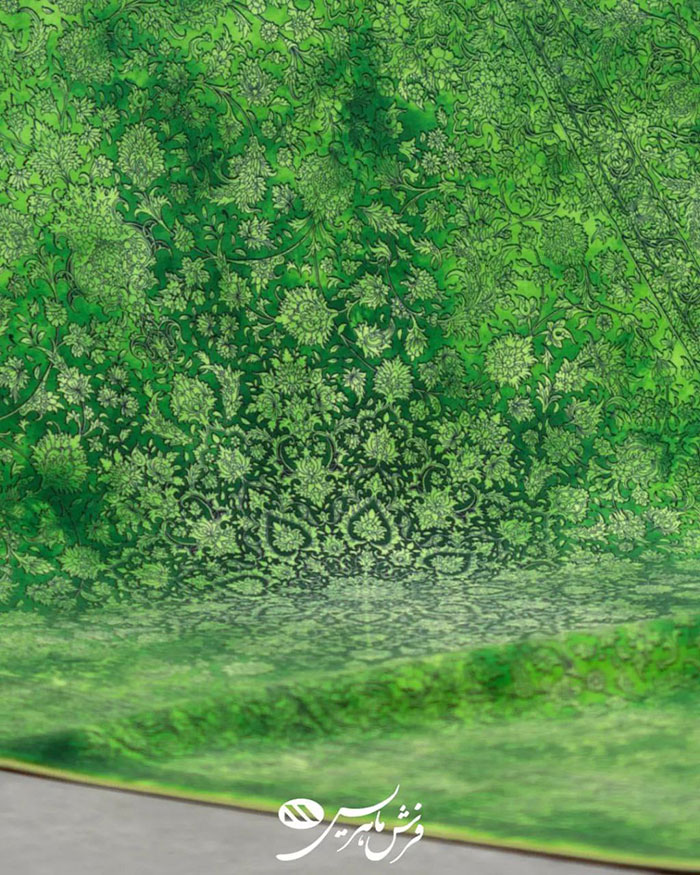 فرش سبز ابریشم