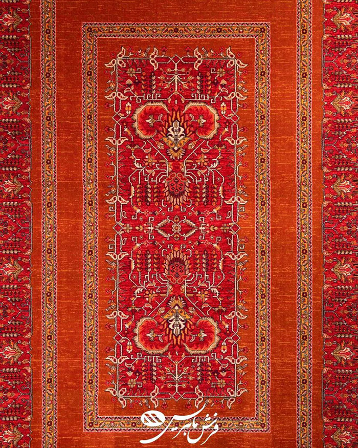 عکس فرش ماهریس مدل ابریشم بافت قرمز